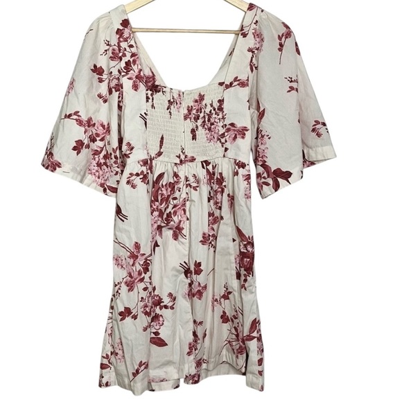 🔆 Abercrombie & Fitch Pink Floral Cutout Poplin Mini Dress - Small - Picture 5 of 7